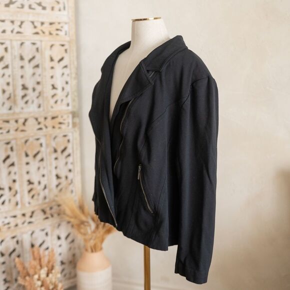 Lane Bryant Black Knit Moto Jacket‎ size 28 - Picture 3 of 12